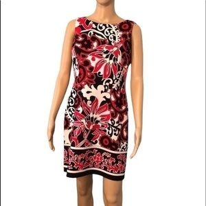 Perceptions dress size 8P sheath dress floral/paisley red, black,white,and gray‍